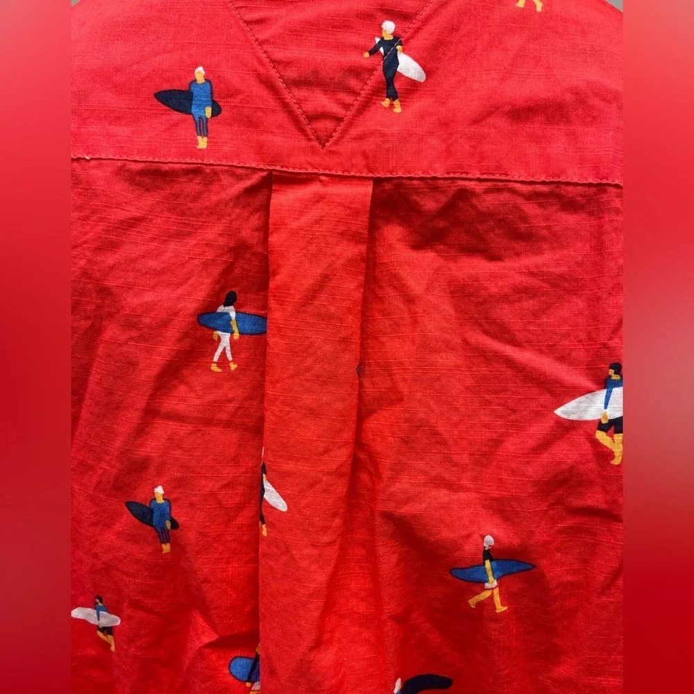 🔥🏄🏻‍♂️TOMMY HILFIGER button up red shirt w/ surfer print. Size L. Like new‼️ - Picture 8 of 9